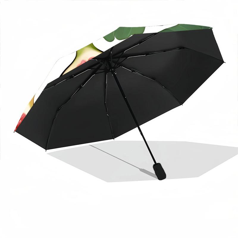1pc Fig Pattern Automatic Folding Umbrella, 8-Rib Iron Frame, Casual Outdoor Accessory for Birthday Festival Gifts yy251128121