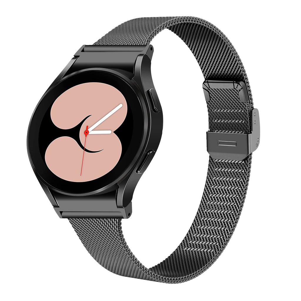 Миланский браслет для Samsung Galaxy Watch4 40мм 42мм/Watch4 Active 40мм 42мм/Watch4 Classic 42мм 46мм, черный сетчатый ремешок из нержавеющей стали