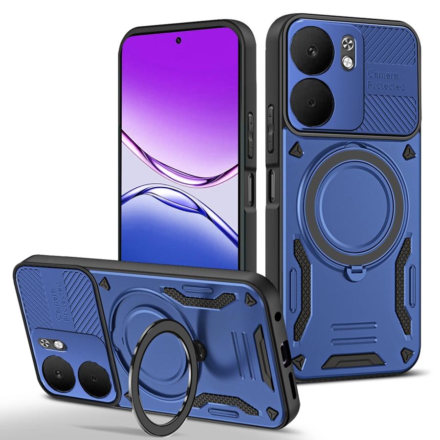 Бронированный противоударный магнитный чехол для OPPO Reno 13 13F 14F A5 5G A5X Realme 14 Pro Plus 14X C75 с держателем-кольцом для автомобиля