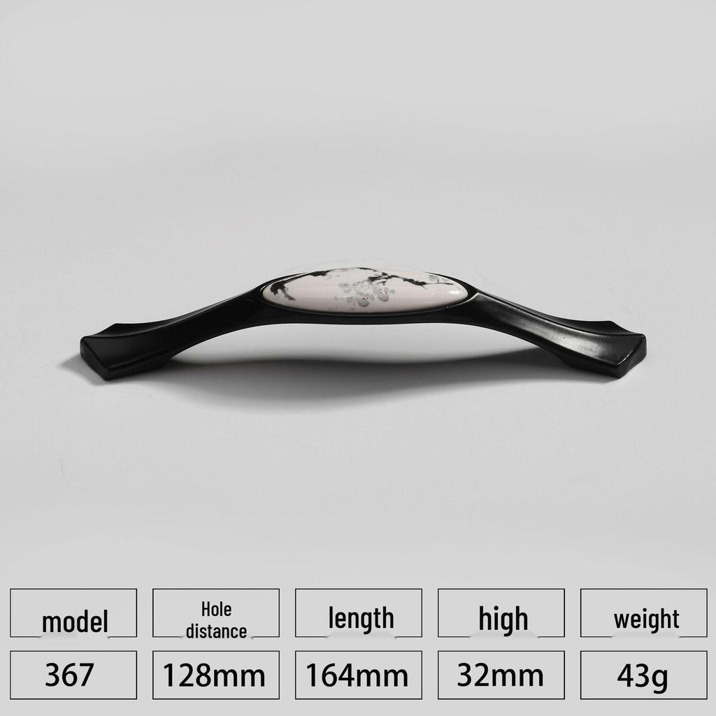 European Style Black & White Plum Blossom Ceramic Cabinet Handle
