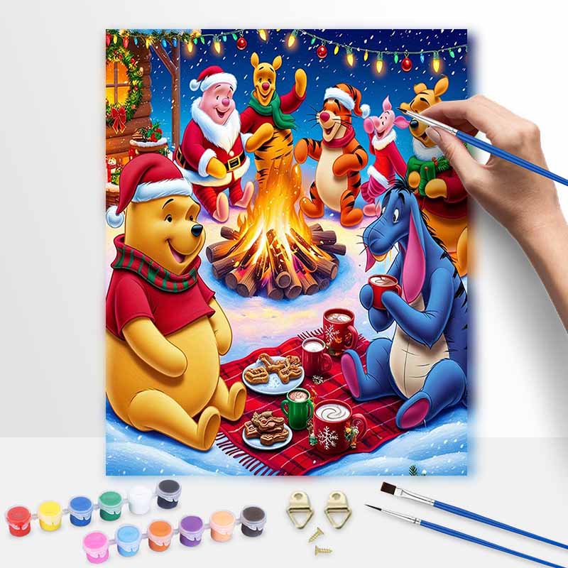 Disney Oil Paint Art Painting Kit Christmas Winnie Pooh Friends Home Wall Decor