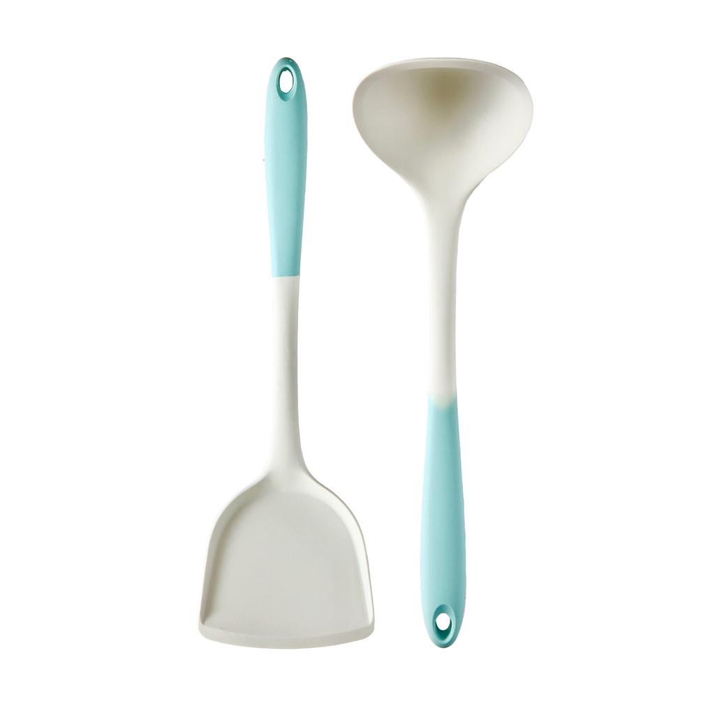 1/2/3/4 шт., белая, синяя ручка, силиконовая кухонная утварь, силиконовая лопатка, ложка, суповая ложка, рисовая ложка, многофункциональная кухонная ложка, лопаточка