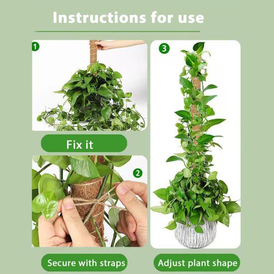 Moss Pole Kit Vertical Monstera Plant Support Coconut Fiber Support Pole Bendable Plant Stakes for Indoor Climbing Plants Home Gardening