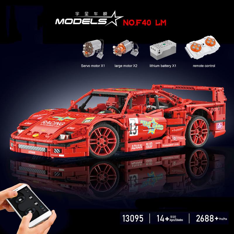 MOULD KING 13095 Техническая 1:10 Модель автомобиля APP RC F40 Супер спортивный автомобиль MOC-98701 Строительные блоки Кирпичи Игрушки Дети Подарки на день рождения