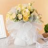 23/30cm White Artificial Roses Bride Bouquet Flowers With Ribbon Romantic Wedding Party Decoration DIY Bridal Floral Bouquets