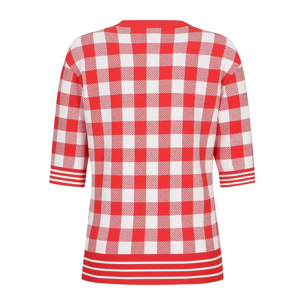 MARTINE GOLF Check Jacquard Knit_Red
