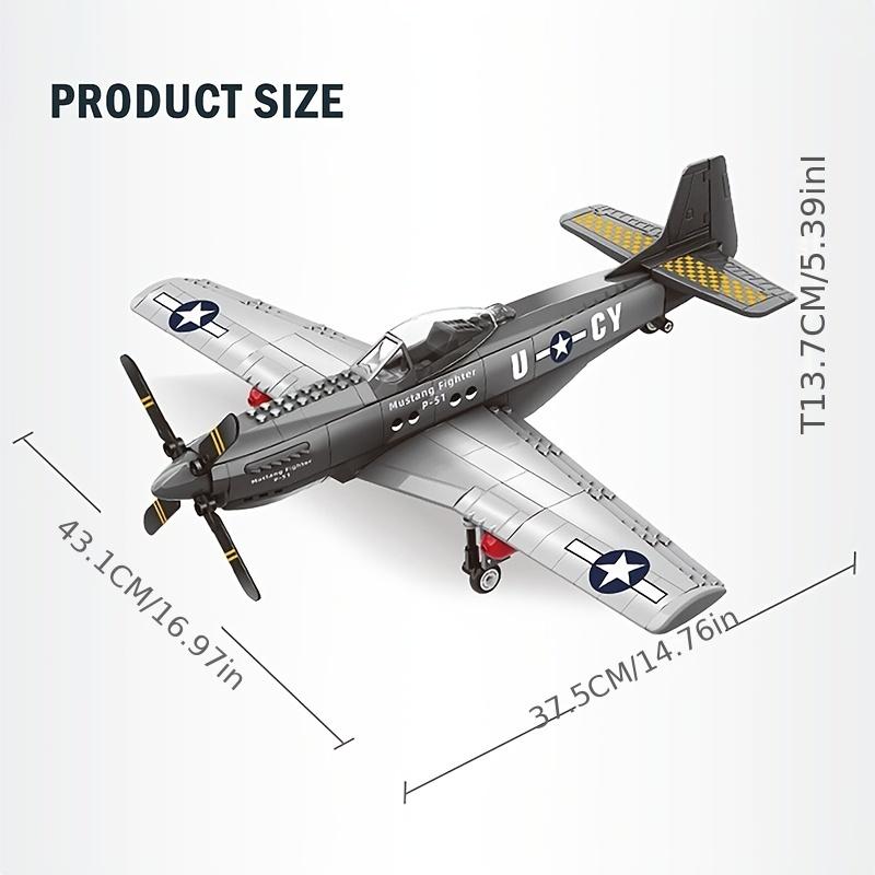 285 шт. Военный истребитель P-51 Mustang, строительные блоки, армейские развивающие кирпичи для детей, игрушки на день рождения, рождественские подарки