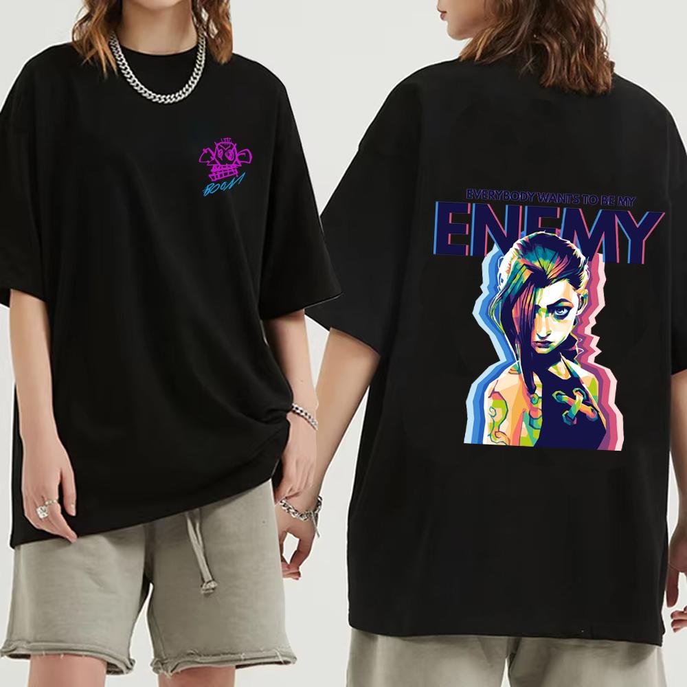 Футболка Arcane Jinx Graffiti Футболки Monkey Game Lovers Мужские и женские футболки Harajuku Casual с коротким рукавом Летние футболки в стиле хип-хоп Streetwea