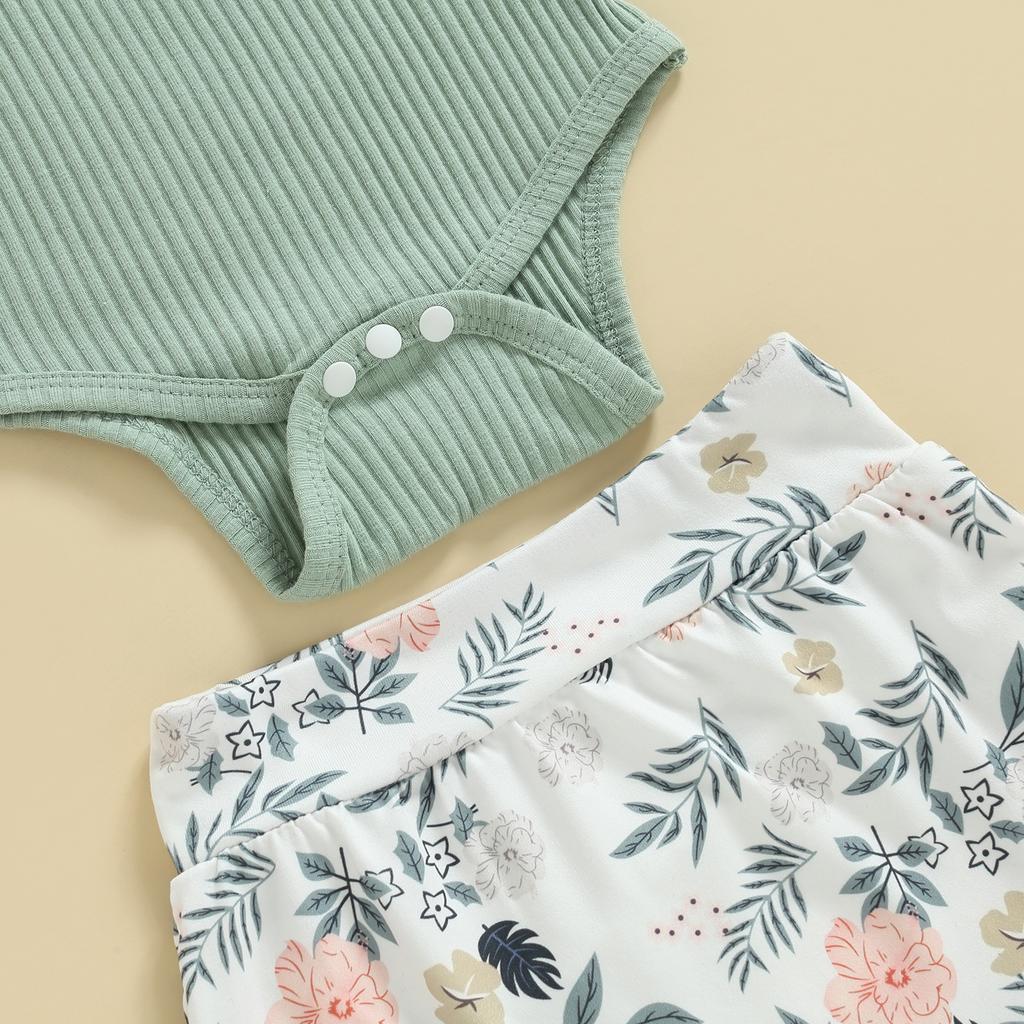 Комплект шорт для девочки, комбинезон без рукавов с шортами с цветочным принтом и повязкой на голову, летний наряд