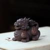 Purple Clay Tea Pet Qilin Animal Sculpture Desk Figure Kirin Statue Miniature Figurine for Cabinet
