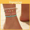 Strap Bohemian Ankle Set Star Moon Cactus Pendant Elastic Beaded Foot Chain