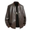 Куртка из искусственной кожи с воротником-стойкой, мужское пальто, кожаная куртка, мужской мотоциклетный костюм