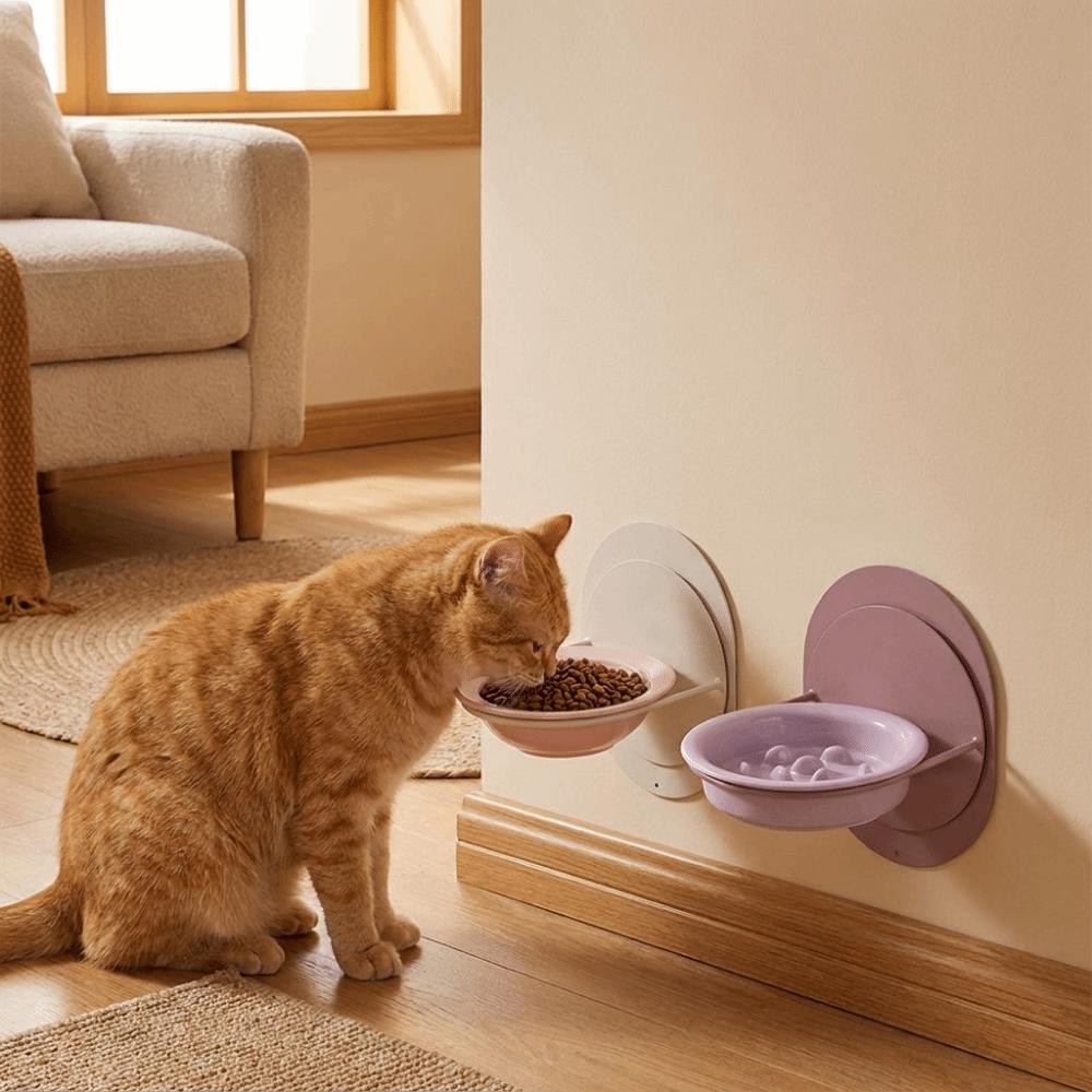 Wall Mounted Elevated Cat Water Bowl Neck Protection Cat Feeding Station Raised Dog Food Bowl Home