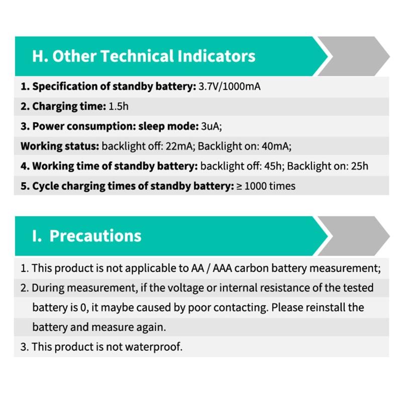 Battery Checker Tester with Backlight Lithium Internal Resistance Test Meter Battery Voltage Tester for AA/AAA Battery