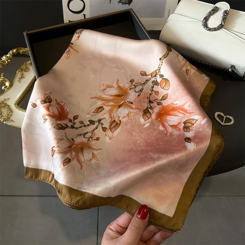 Silk Scarf for Women 70X70cm Square Scarf Sun Protection Shawl Versatile Neckerchief Headscarf Hair Band Accessories