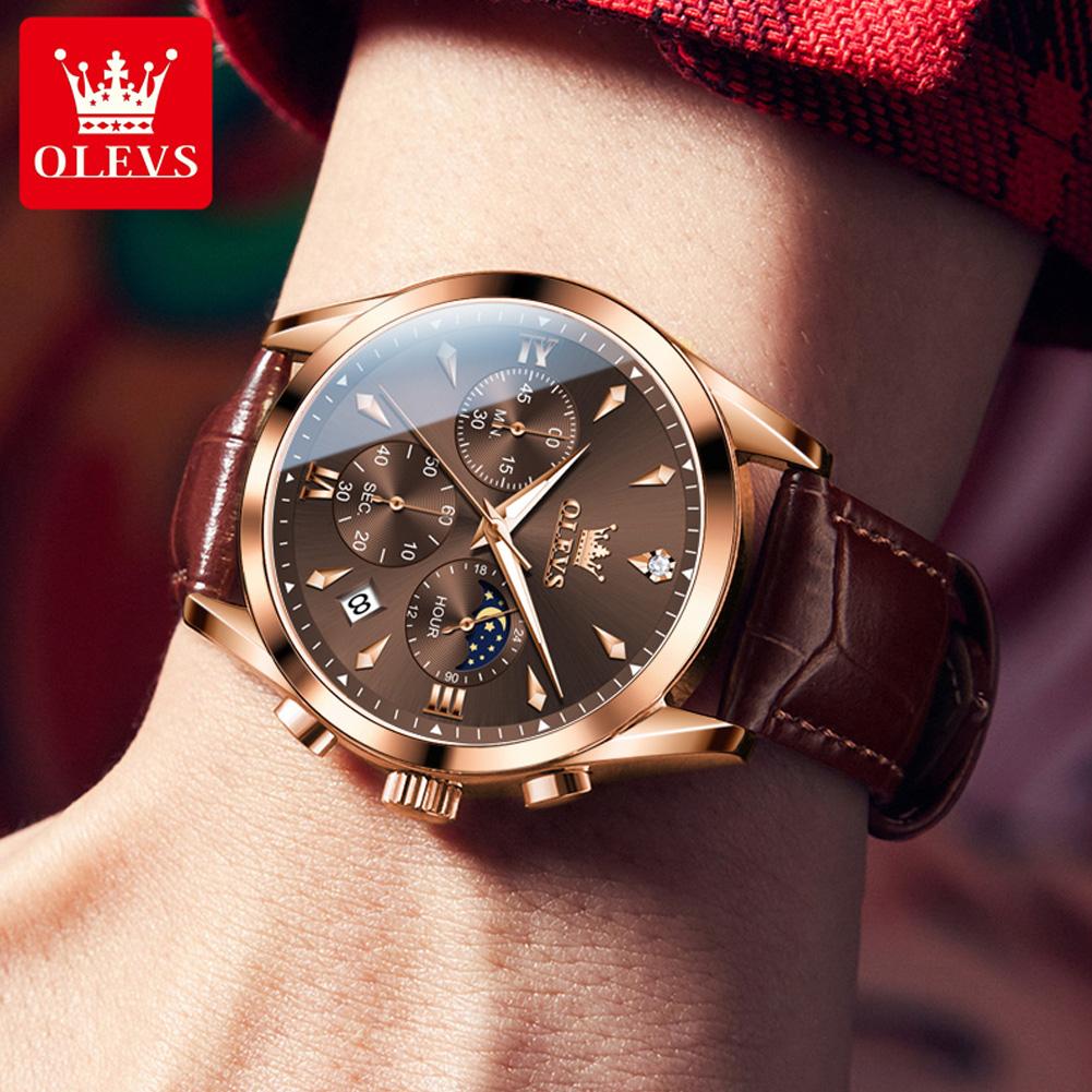 Men's Multifunctional Waterproof Luminous Quartz Timing Calendar Watch, Light Luxury Business Watch