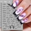 Black White Nail Stickers with Letters 3D Angel Wings Alphabet Mixed Styles Nail Decals for Professional Manicure Sets