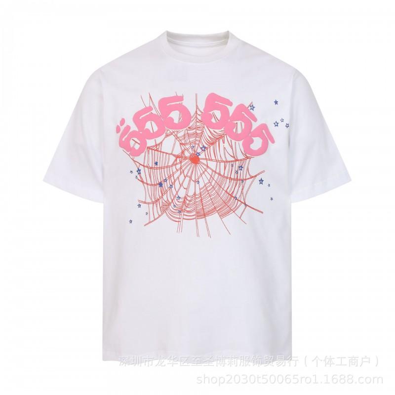 Sp5der 3D Puff Print Graphic Tee Men Loose Fit Cotton Short Sleeve T-Shirt Casual Wear