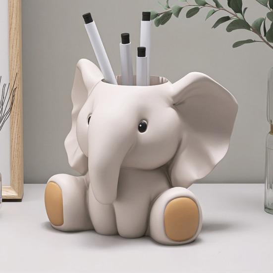 Elephant Pen Holder Fading-resistant Resin Desk Organizer Multifunctional Office Decor Perfect Desk