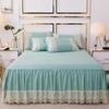 Декоративная кружевная юбка на кровать, нескользящий наматрасник, чехол на кровать, юбка с рюшами, покрывало, простыня, сплошной цвет