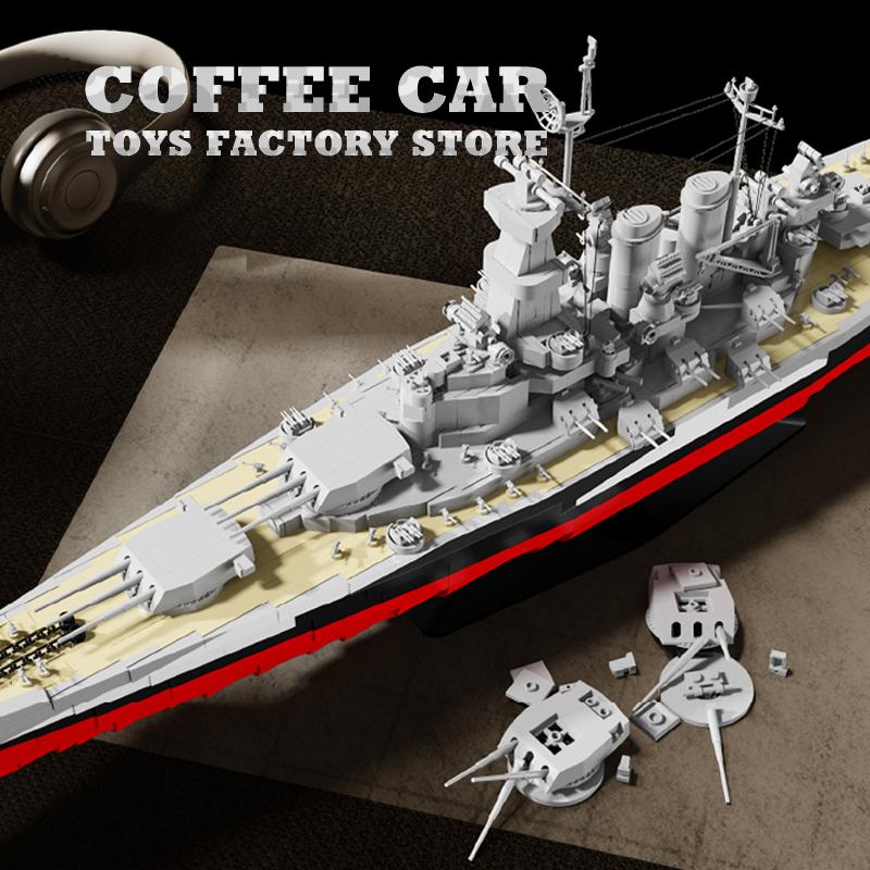 Военный боевой корабль Второй мировой войны MOC Кирпичи Игрушки Модель военно-морского линкора Наборы для сборки Блоки-крейсеры Подарки на Рождество для мальчиков, детей, взрослых