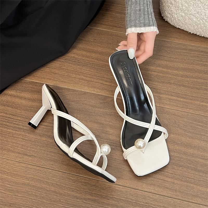 Fashion 2025 Summer Women Clip Toe Slippers Fashion Dress Slide Shoes Ladies Elegant High Heel Footwear