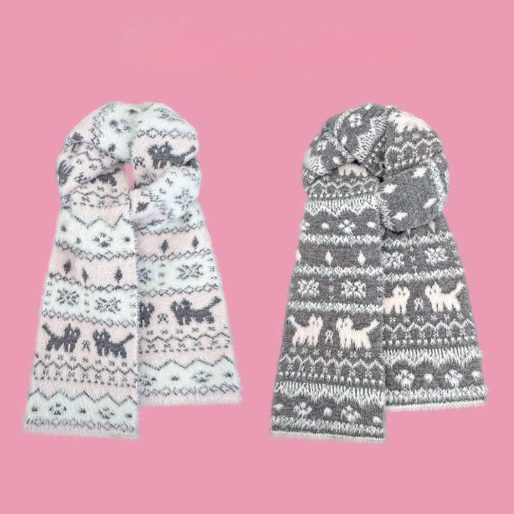 Fair Isle Style Winter Cashmere Scarves Snowflake Wool Shawl Jacquard Knitted Scarf Autumn Winter