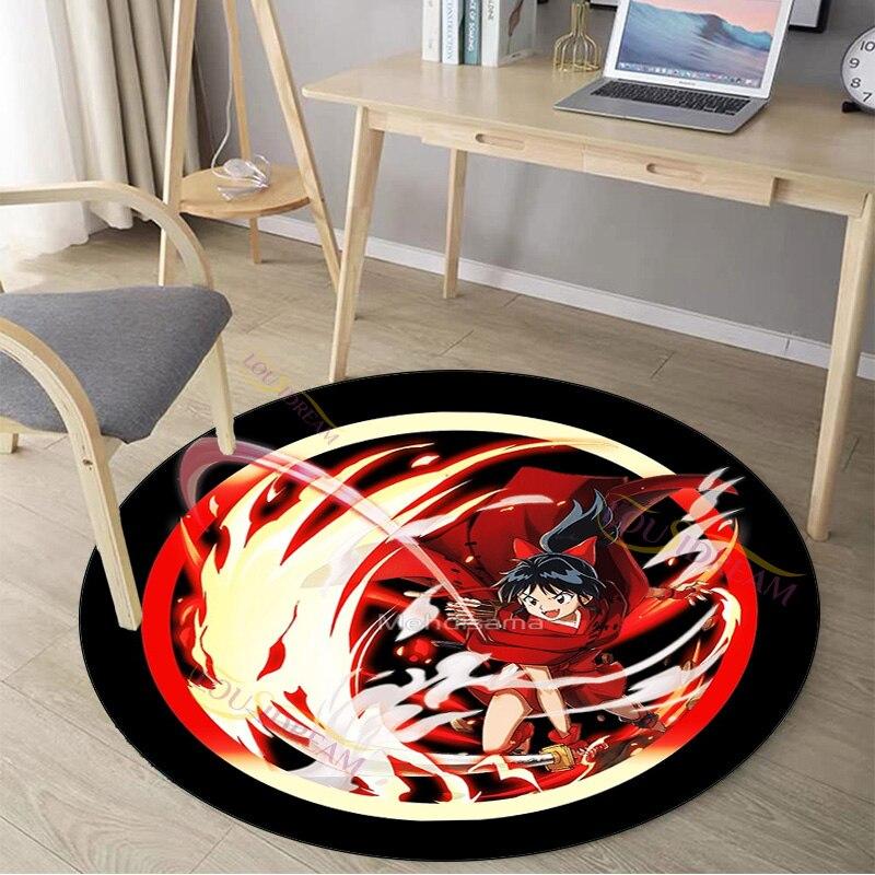 3D принт Hanyou No Yashahime, ковер с узором, круглый ковер, домашний декор, противоскользящий круглый коврик для спальни, коврик для стула