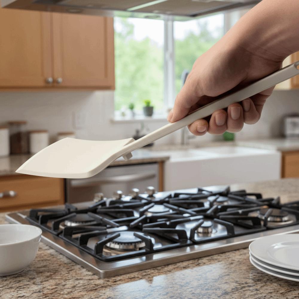 Heat Resistant Silicone Japanese Omelet Spatula Anti-scalding Extended Handle Pancake Scraper Hanging Hole Widening Shovel Head