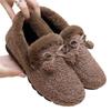 Women's Winter Faux Fur Loafers Warm Cozy Slipper with Polar Fleece Lining Non Slip House Shoes for Indoor Outdoor Flat Shoes With Bow-tie for Female