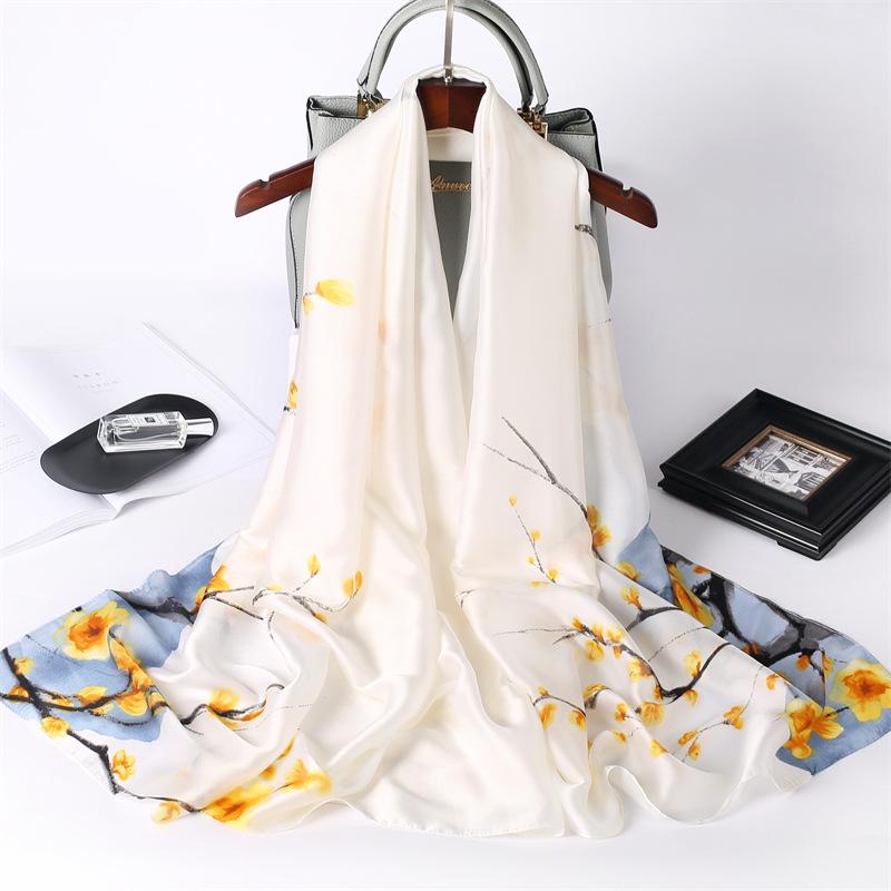 Новый шарф от солнца для женщин Новый шелковый атласный универсальный летний солнцезащитный шелковый шарф подарок на День матери