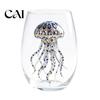 Artisan Sculptural Drinking Glass Marine Animal Theme Clear Tumbler, Handcrafted Painted Glassware, Ergonomic Handle Cocktail Creative
