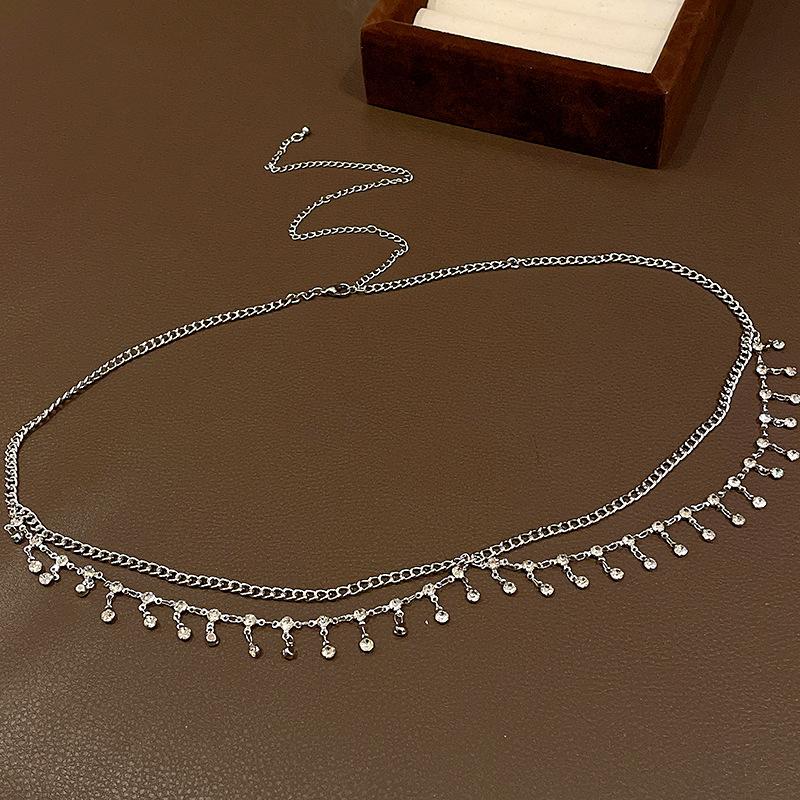 Mei Mary Diamond-encrusted ins cool style tassel double-layer waist chain niche styleaccessible luxuryelegant waist accessories