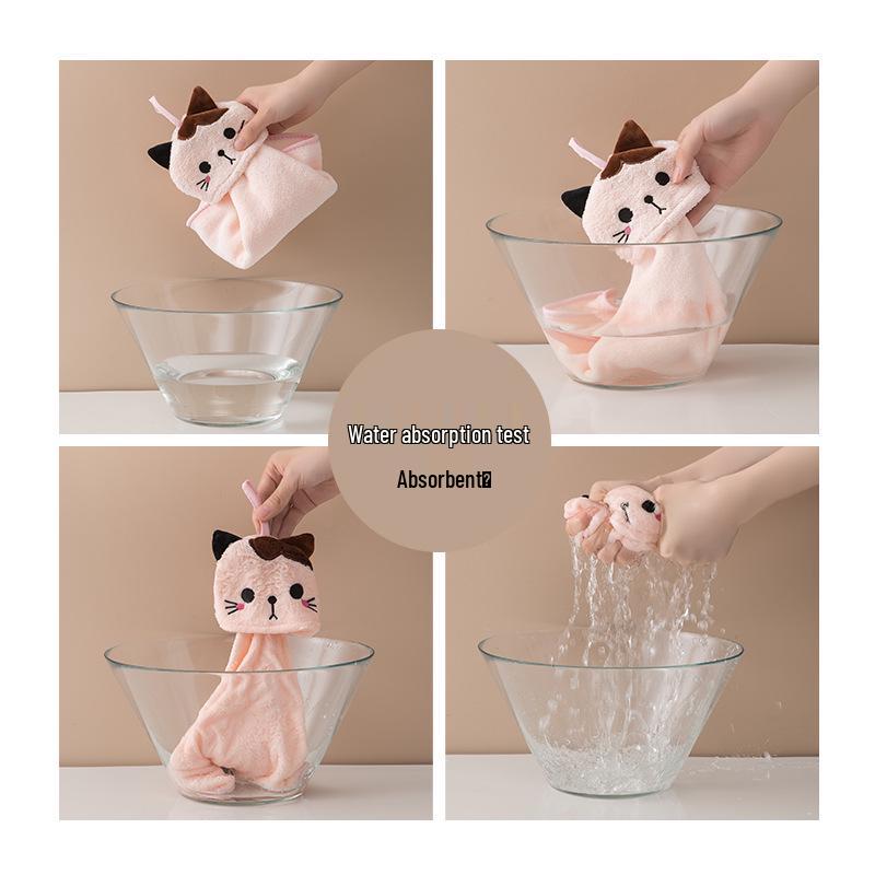 Полотенце из кораллового флиса с вышивкой кошки - Впитывающее подвесное полотенце для рук для кухни и ванной