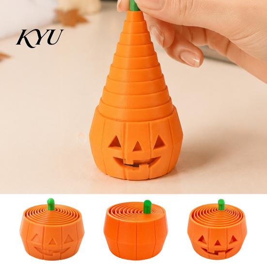Creative Desk Ornaments 3D Printed Halloween Pumpkin Fidget Toy, Retractable Spiral Stress Relief Eco Friendly Pla Toys Ornament, Flexible PLA Sensory