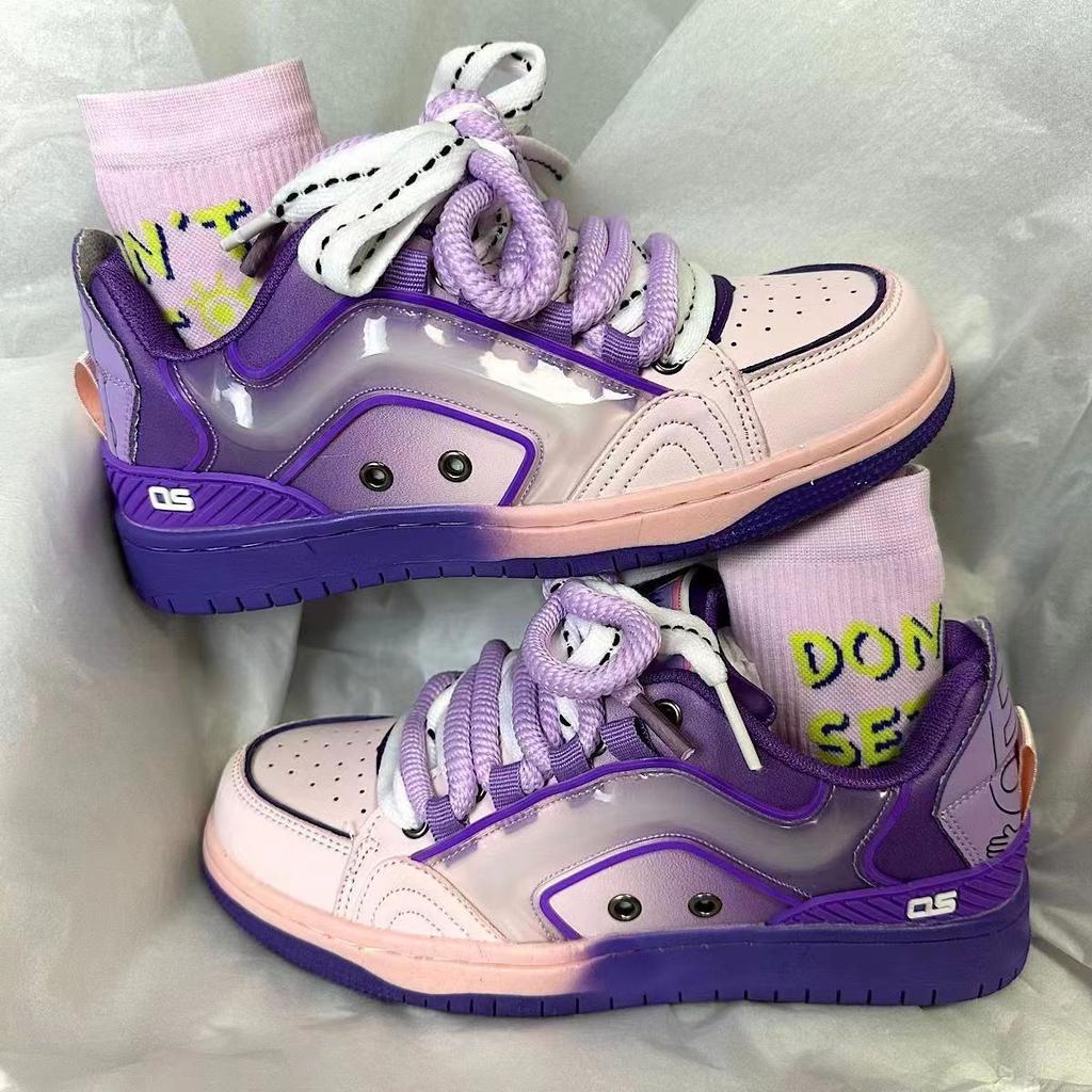 Women Platform Sneakers Mixed Colors Design Skateboard Star Decoration Lace Up Sport Shoes Casual Outdoor Running Sneakers 36-44