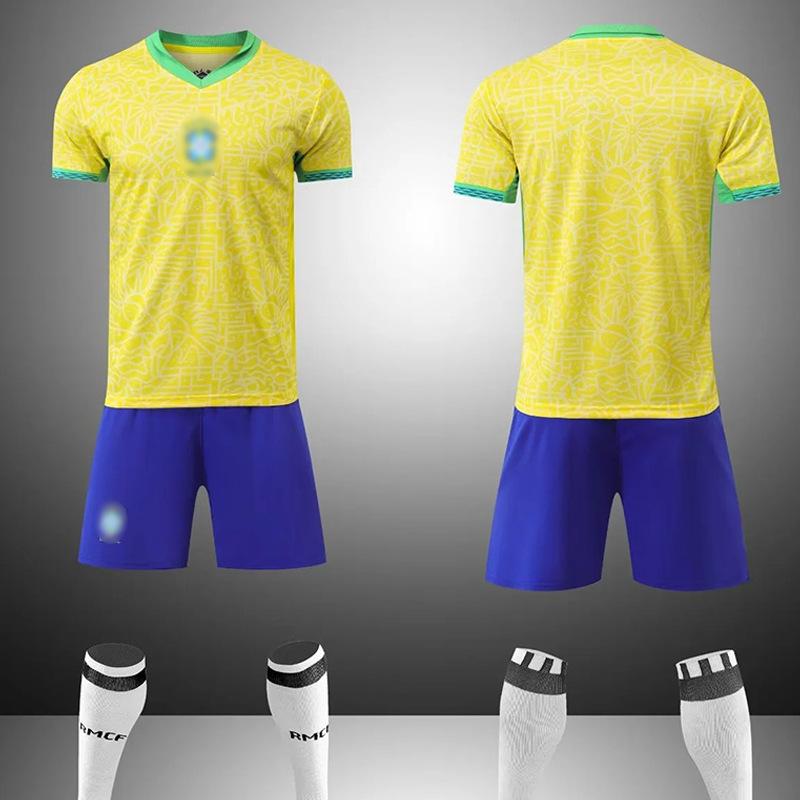 Комплект детской и взрослой футбольной формы с коротким рукавом, мужская и женская форма Бразилии, Аргентины, Германии, игровая и тренировочная форма, домашняя и выездная