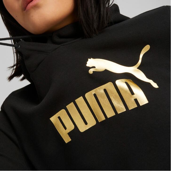 Puma Худи женское с длинным рукавом, повседневное, приталенное, с принтом букв, черное 849096-01