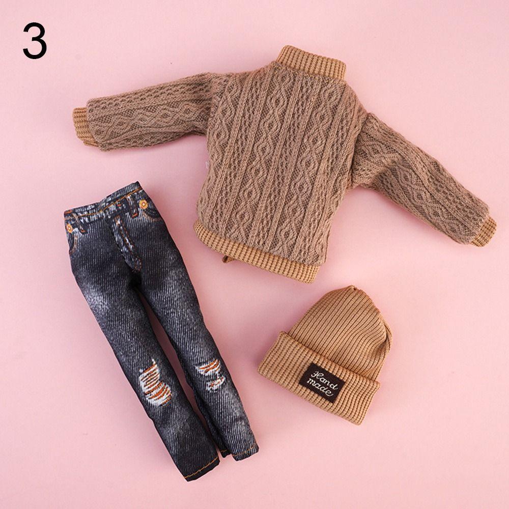 1 Set Fashion DIY Kids Gift Toy Casual Wear Hats Dolls Pants Girl Clothes Winter Wear Sweaters