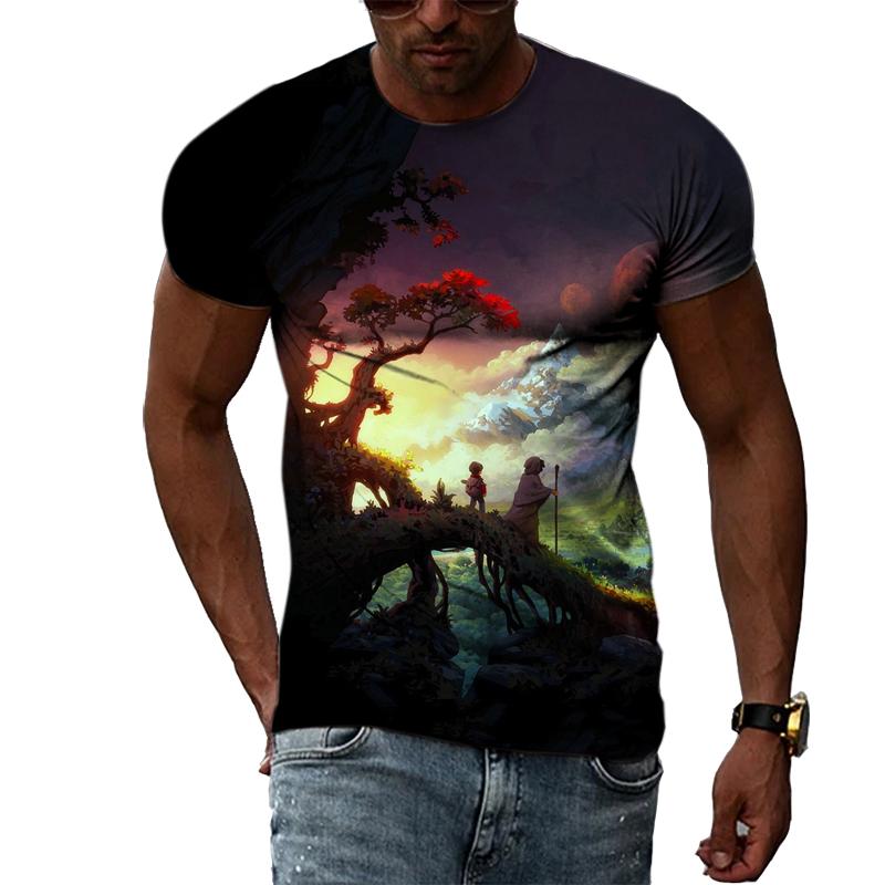 Летняя мода Красивые футболки с художественной графикой для мужчин Повседневная красивая футболка с 3D-принтом в стиле Харадзюку Хип-хоп Уличный стиль Уличная одежда