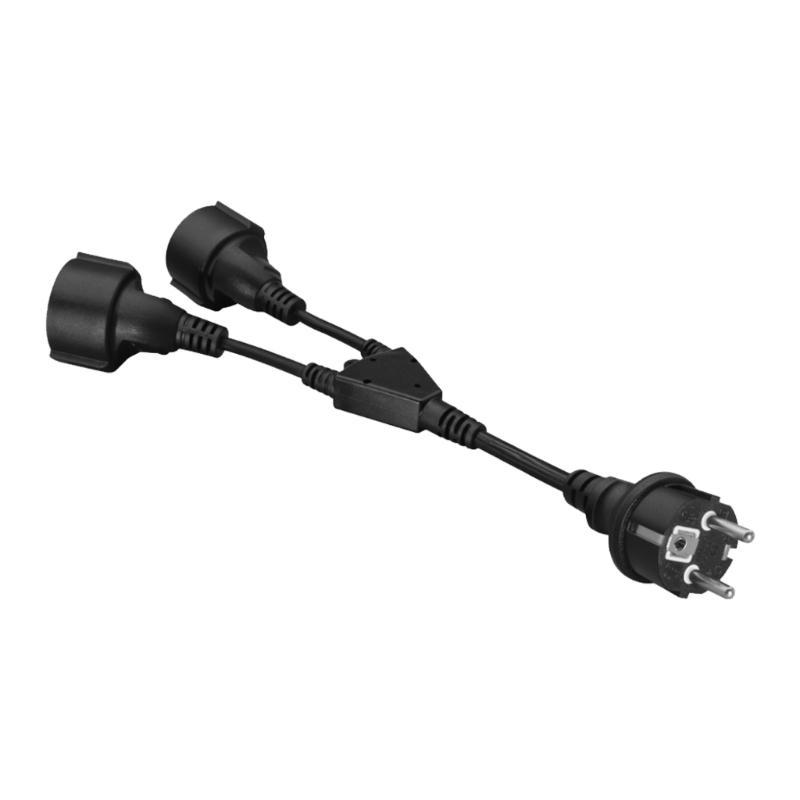 Кабель-разветвитель питания 16А европейского стандарта 4,8 мм, штекер-гнездо, 30 см, с изоляционным шнуром из ПВХ, высокой прочности