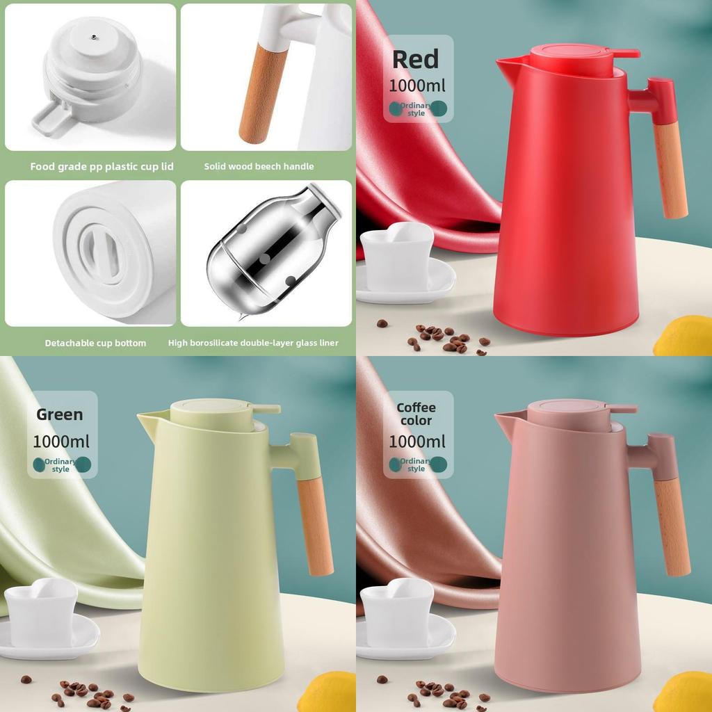 Изолированная бутылка для воды большой емкости со стеклянной колбой для домашнего использования и хранения горячих напитков