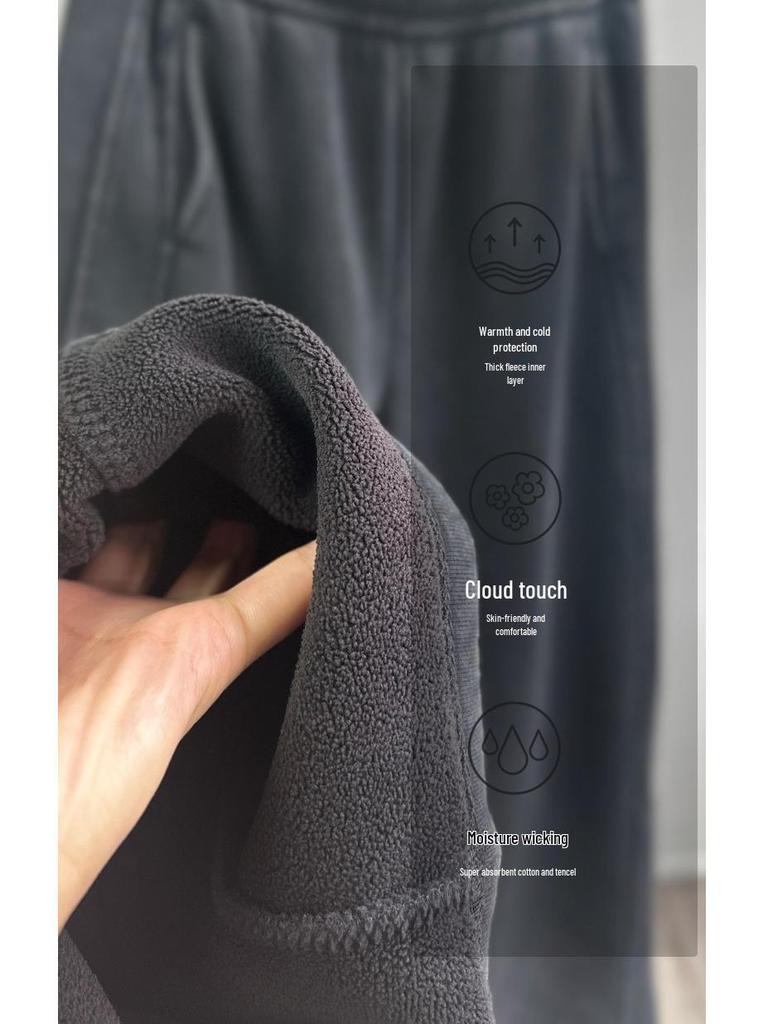 Очень плотные черные широкие женские джинсовые брюки, зимний ретро-стиль с бархатной подкладкой, 800 г