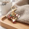 Festive Keychain Accessory Christmas Santa Tree Snowman Keychain Golden Plated Zinc Alloy Pendant Handbags Decorative with Lobster Clasp Holiday