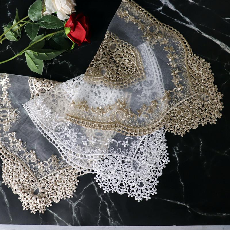 Luxury Oval Embroidered European Transparent Placemat Table Mat Hotel Villa Home Furniture Party Coaster Decorative Cover Cloth