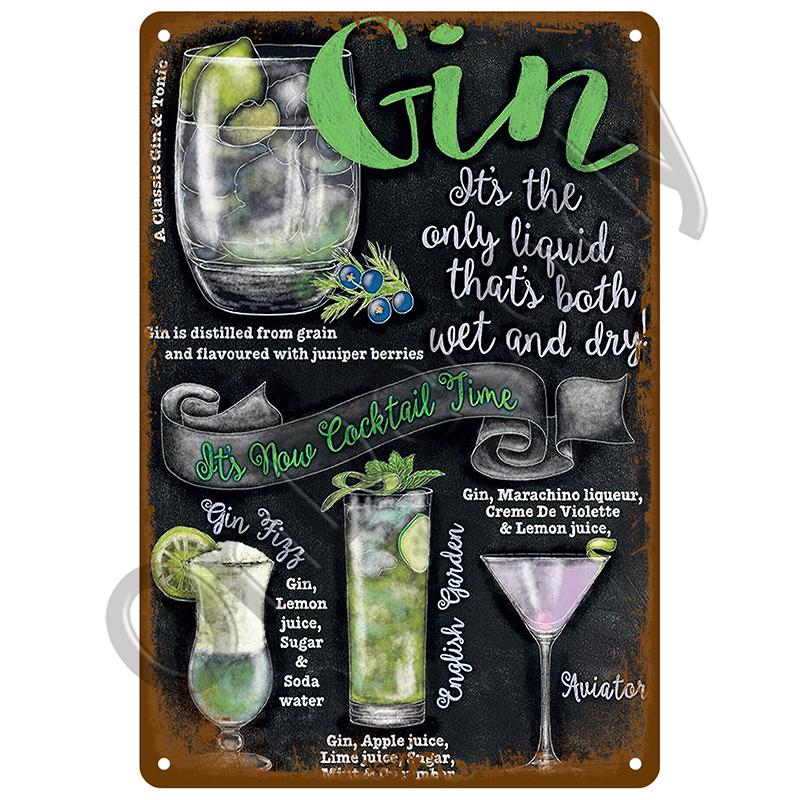 Plaque Metal Sign Plate Vintage Posters Wall Art Drink Beer Cocktail Tin Sign Decoration For Bar Pub Club Man Cave Iron Painting