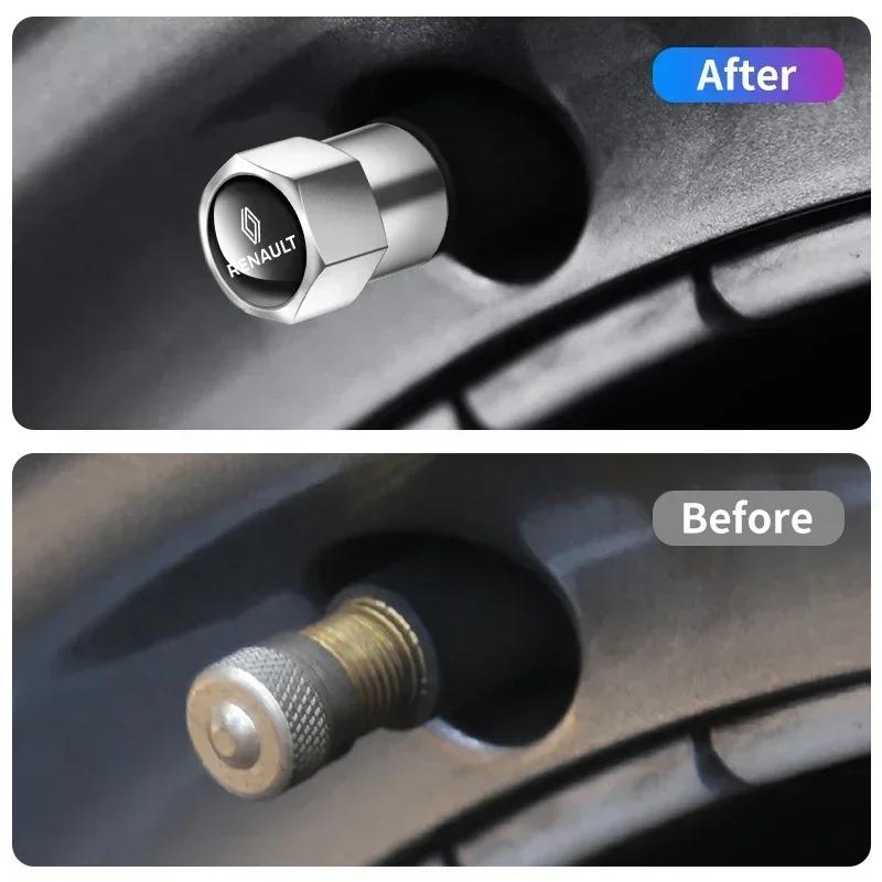 4pcs Car Logo Tire Valve Cover Alloy Wheel Tyre Stem Dust Cap For Renault Megane 2 3 4 Twingo Clio Talisman Captur Trafic Kwid DD2