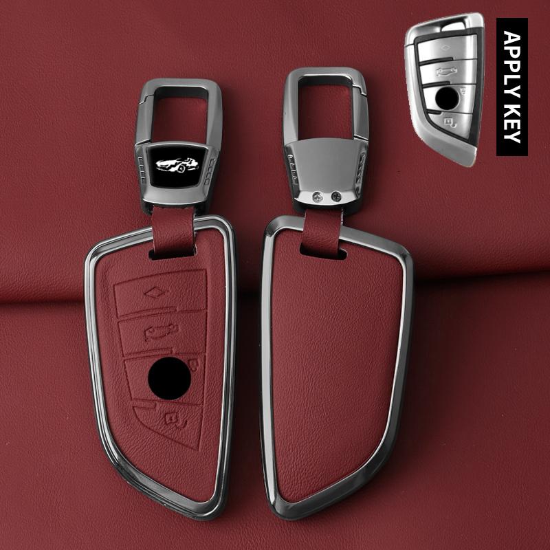 Zinc Alloy Leather Car Key Case For Bmw X1 X3 X5 X6 X7 1 3 5 6 7 Series G20 G30 G11 F15 F16 G01 G02 F48 Protective Accessories