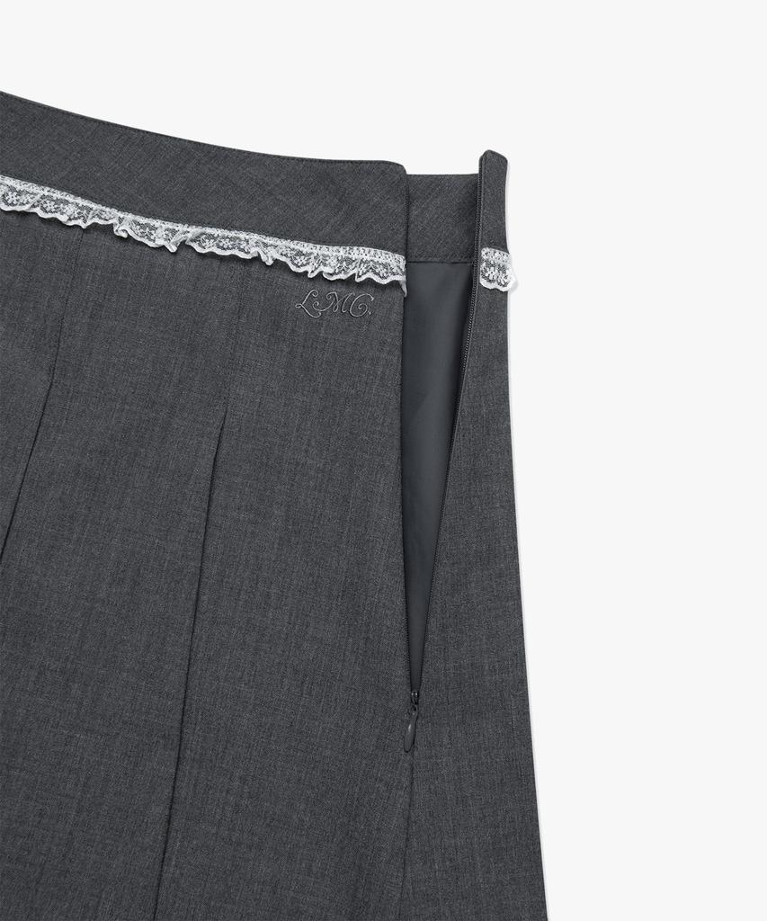 Lmc Wm Lace Pleats Midi Skirt Charcoal