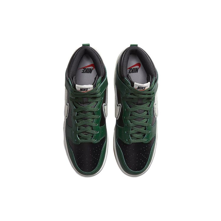 Nike Мужские кроссовки Dunk High Chenille Swoosh - Gorge Green, черные, с белой резинкой, средней толщины и коричневым оттенком DR8805-001